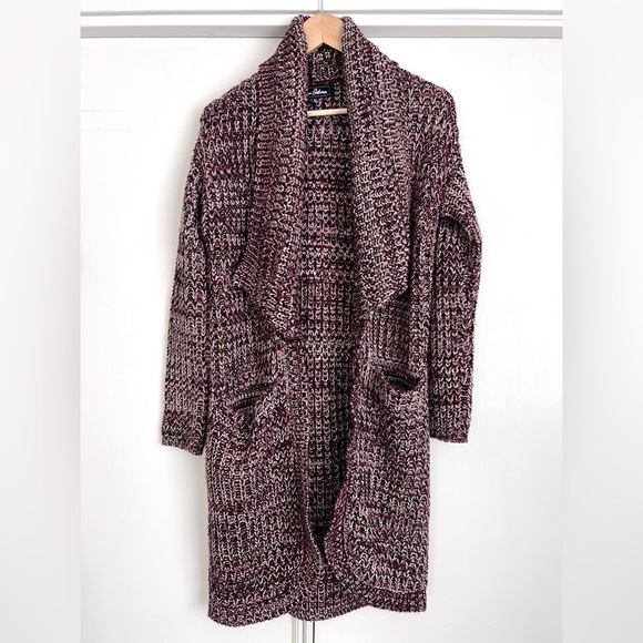 Sam Edelman SD Helen Collared‎ Long Cardigan Duster Maroon Multi Size XS Classic - Picture 1 of 13